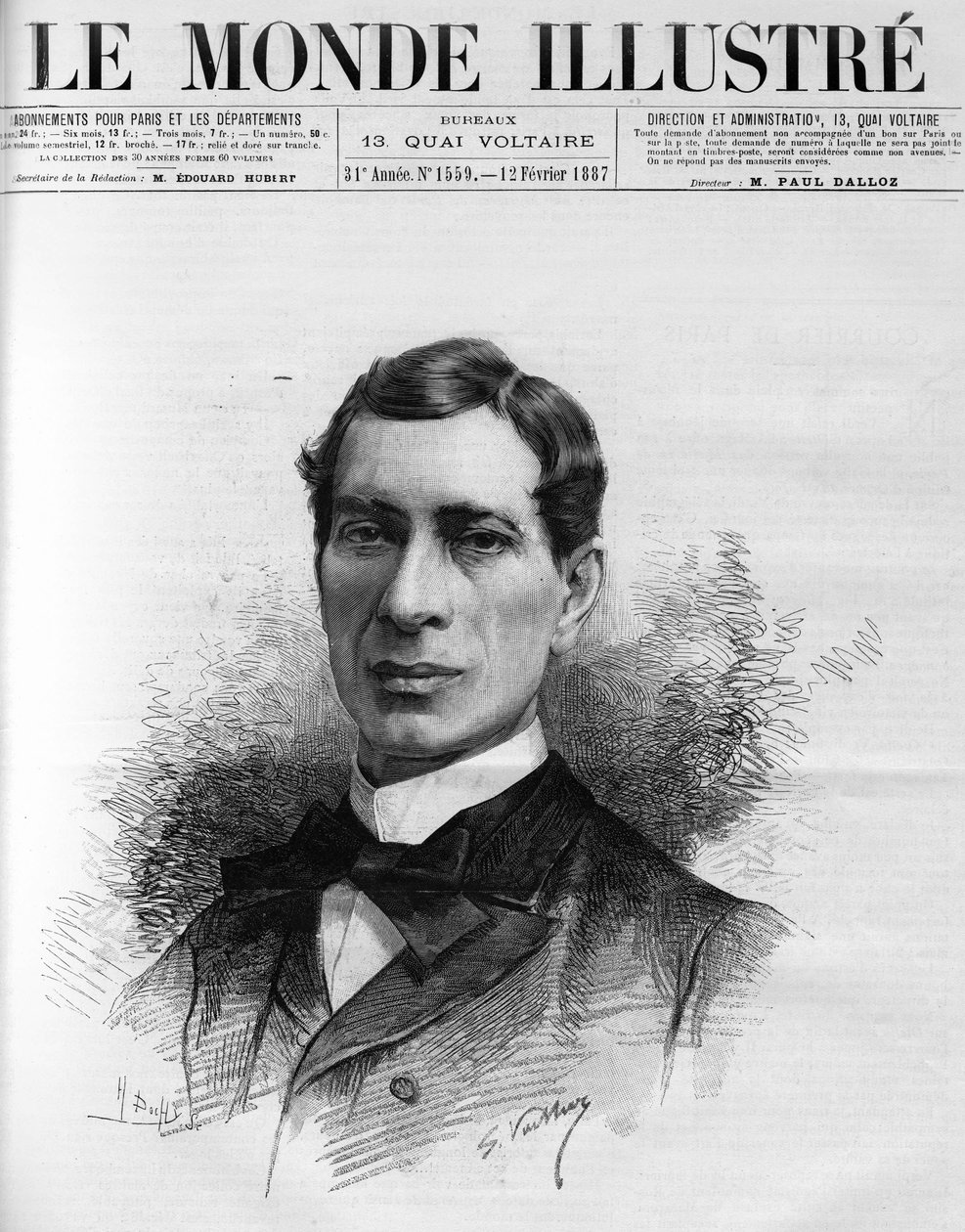 Portrett av «Edouard Herve (1835-1899) medlem av det franske akademiet, valgt i 1886. Han var en ivrig forsvarer av billigpressen tilgjengelig for alle, i «The Illustrous World» av French School