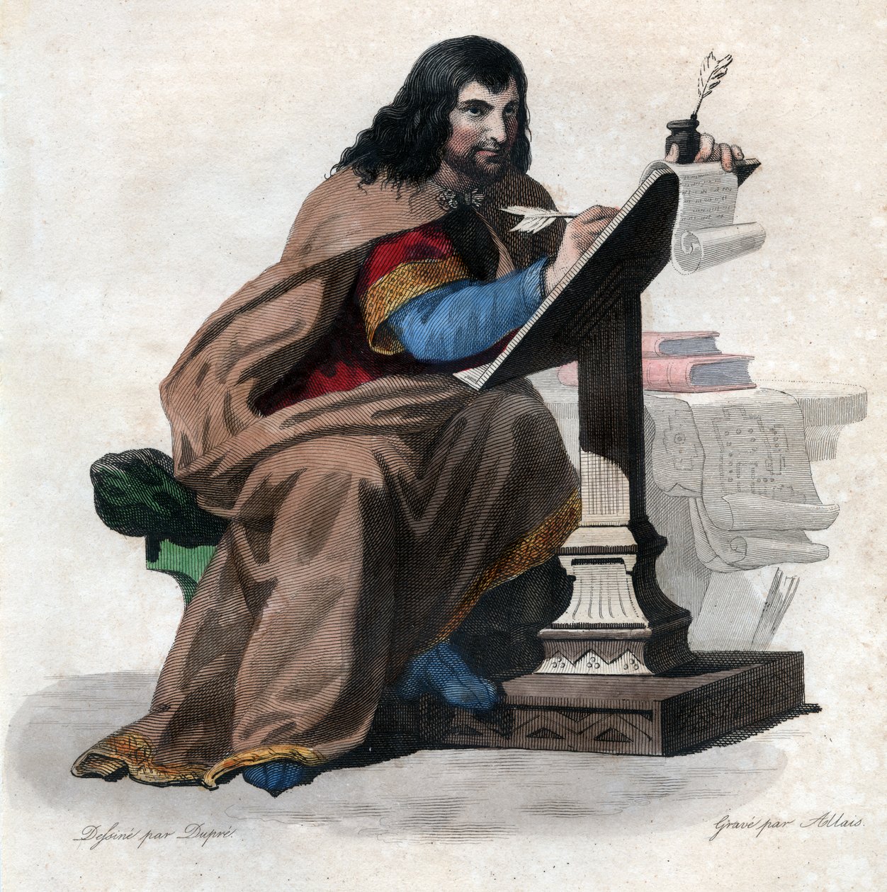 Portrett av Einhard (Eginhard, Einhart, Einard, Einhard) (775-840), frankisk lærd og hoffmann. av French School