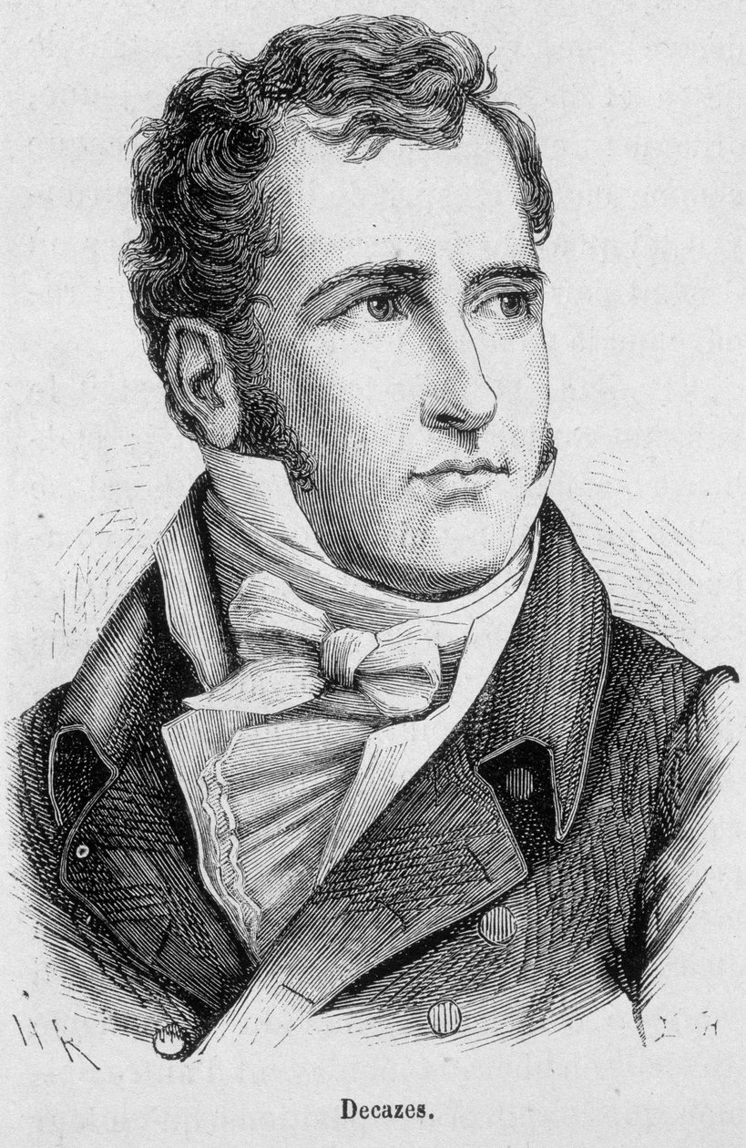 Portrett av Elie Duc de Decazes og Gl¿cksberg (1780 - 1860), fransk politiker - i "The History of France" av Henri Martin av French School