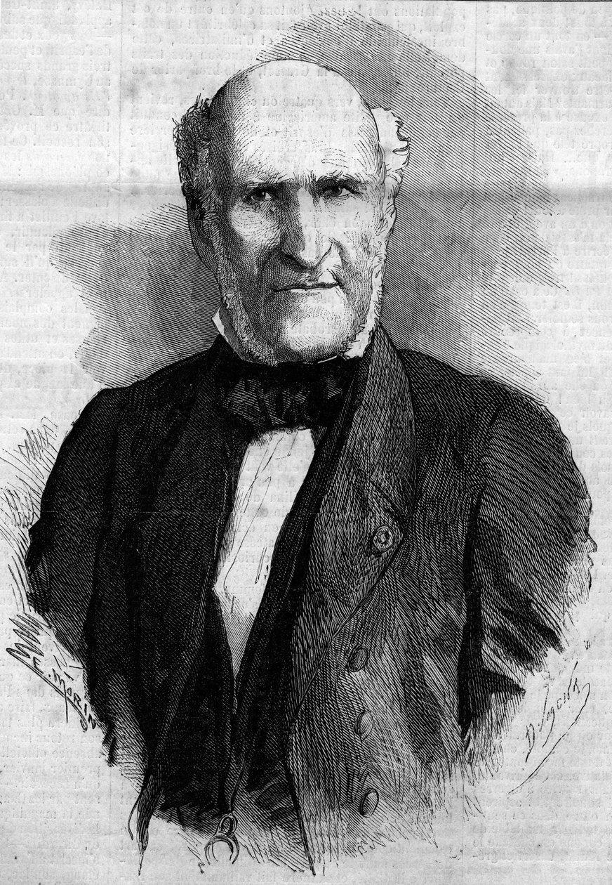 Portrett av Elie Duke of Decazes og Glucksberg (1780 - 1860), fransk advokat og politiker. Gravering i "" Le Monde Illustré"" nr. 186 av 3. november 1860. av French School