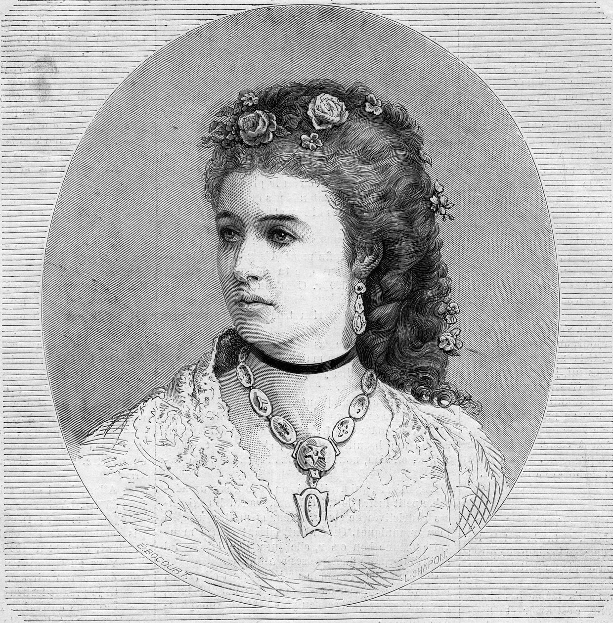Portrett av Emma Albani (Marie Louise Emma Cecile Lajeunesse dite av French School