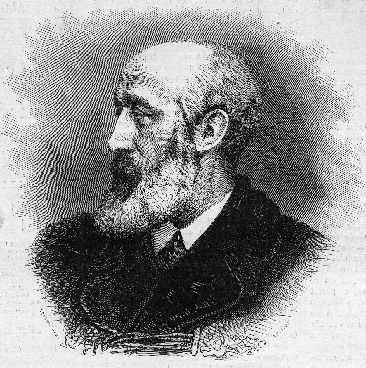 Portrett av Ernest Feydeau (1821-1873), fransk poet og romanforfatter. Gravering i "" The Illustrated World"" nr. 865 av 8. november av French School