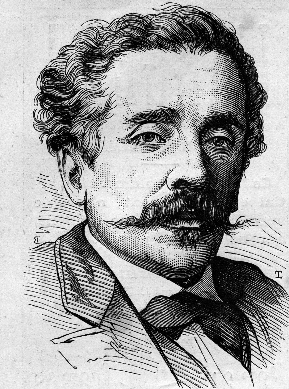 Portrait of Ernest Lacan (1829-1879), French journalist and writer. Engraving in “” Le Monde Illustré”” n°1141 of February 8 av French School