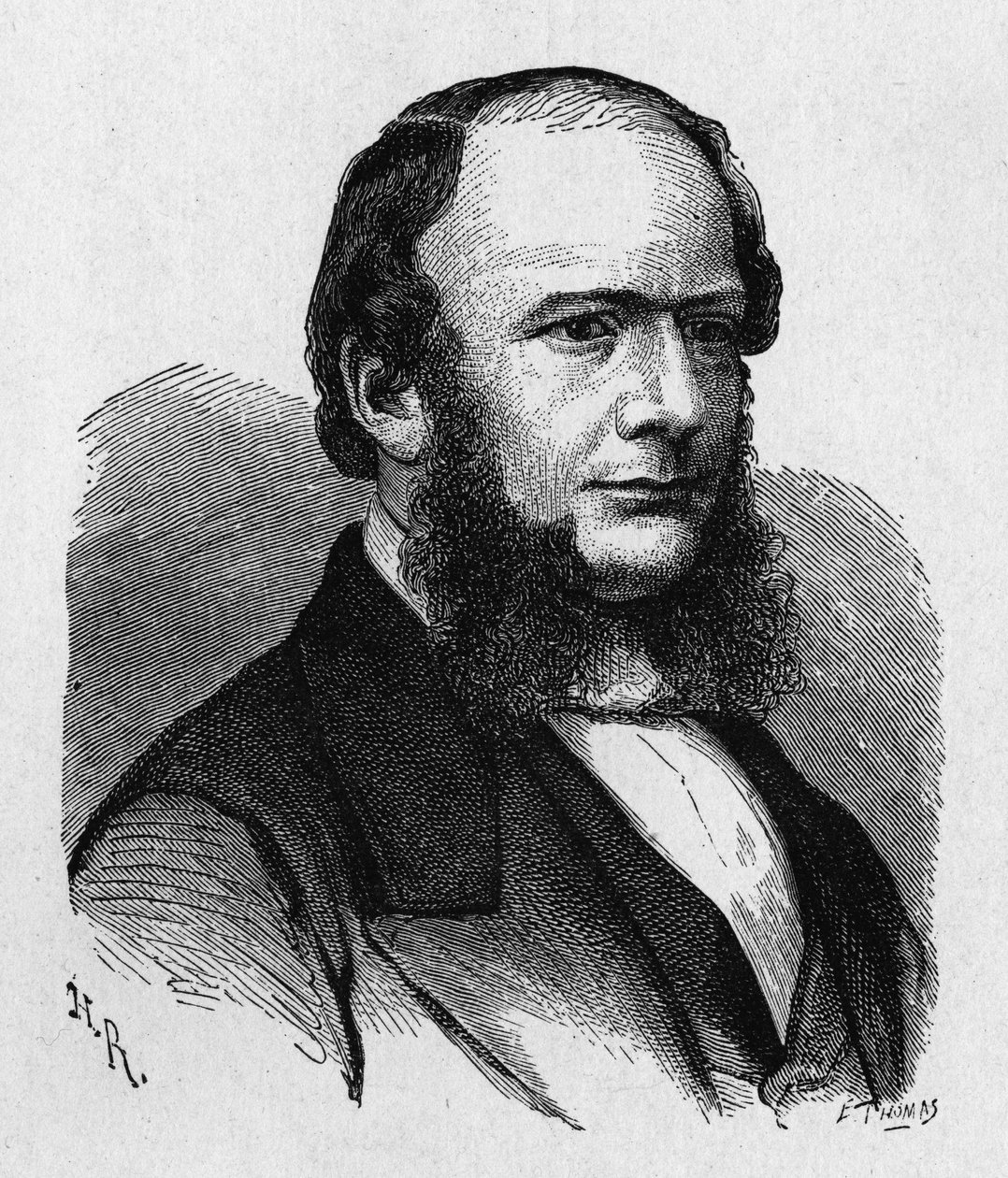 Portrett av Ernest Werner von Siemens (1816 - 1892), tysk ingeniør og industrimann, grunnlegger av selskapet som skapte den første store europeiske telegraflinjen... - i "" Album of Science; berømte vitenskapsmenn; Store funn""" 1896. av French School
