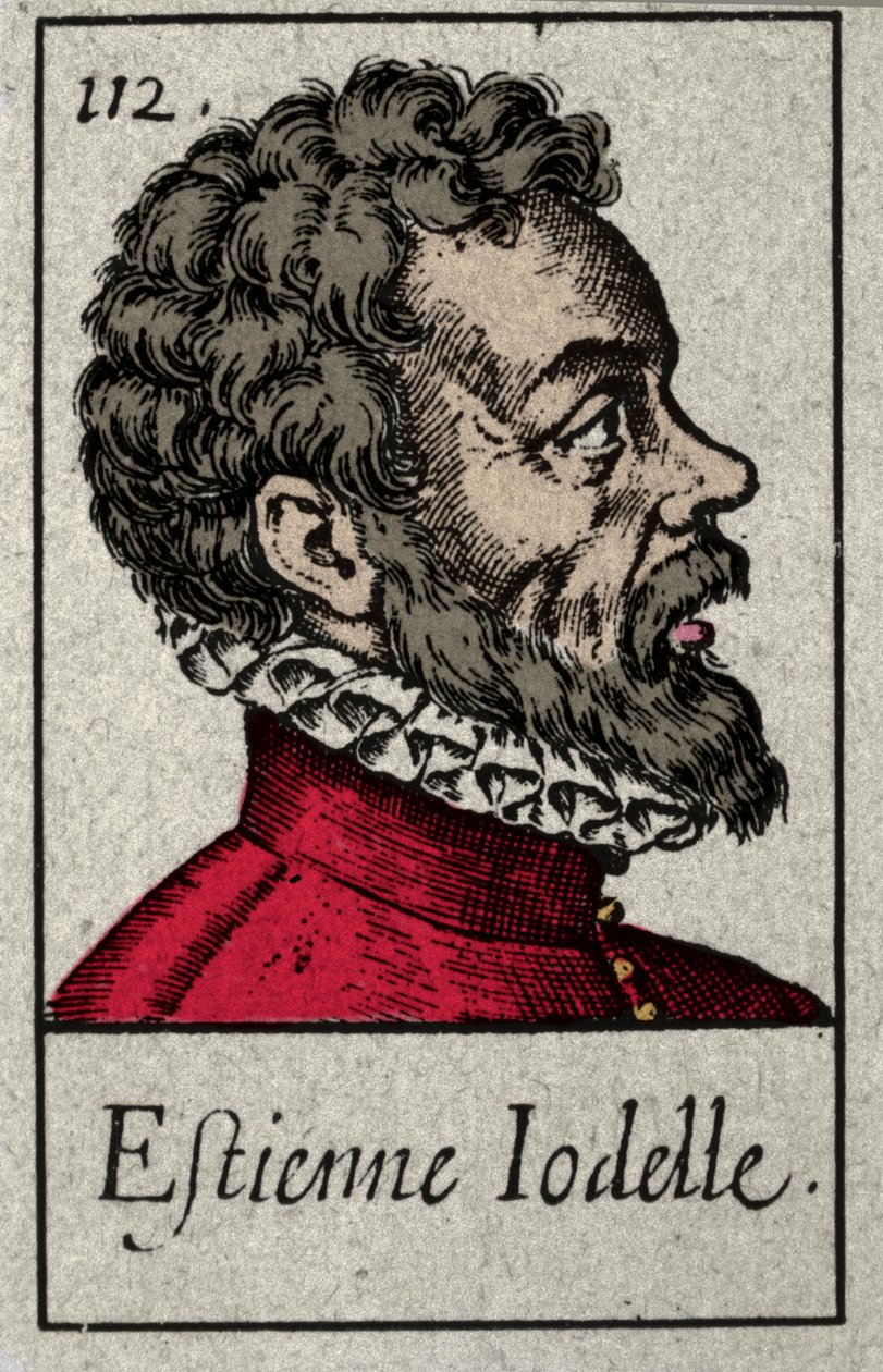 Portrett av Etienne Jodelle (1532-1573), fransk poetmedlem av Pleiade-bevegelsen. Gravering av 1800-tallet. av French School