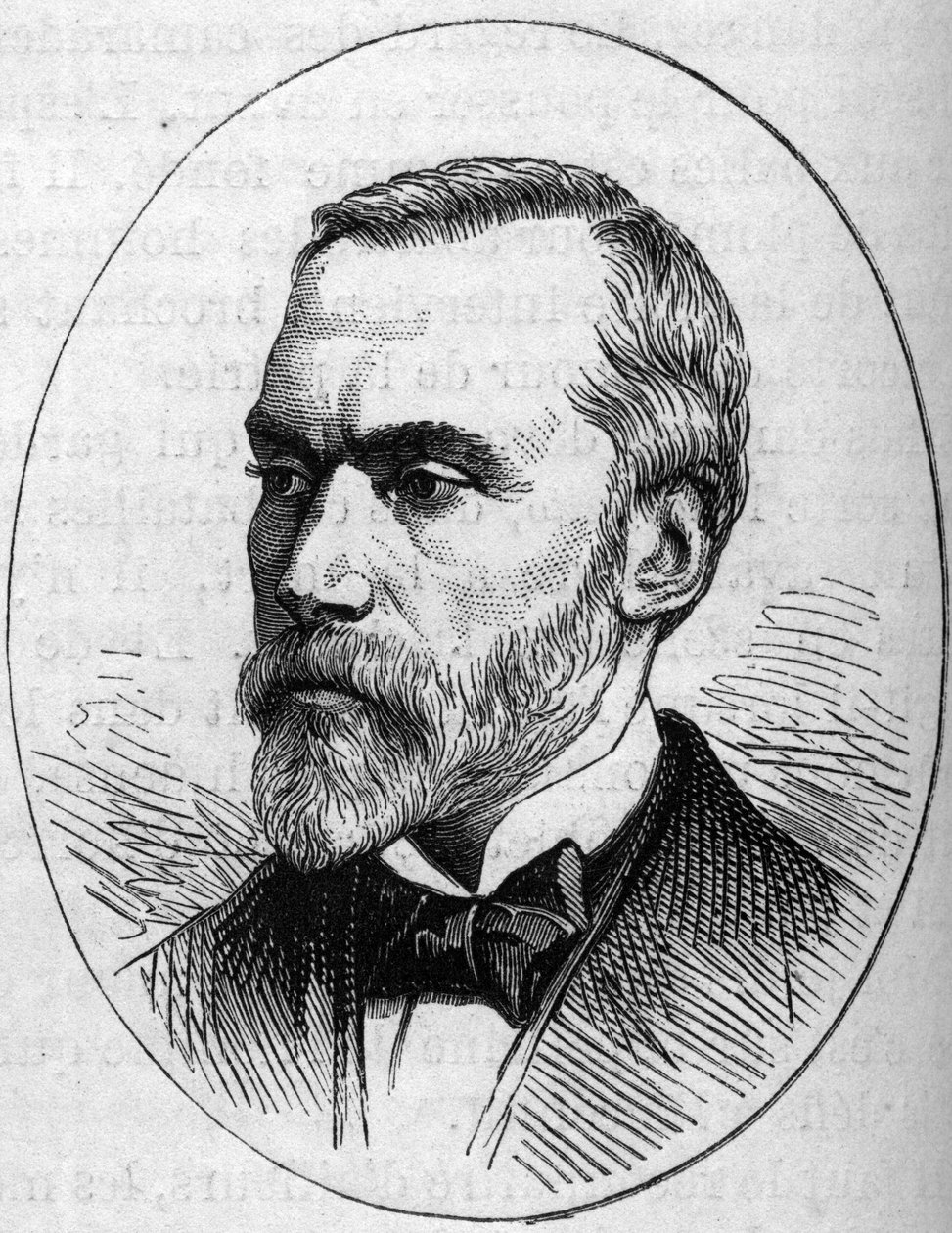 Portrett av Eugene Guillaume (1822-1905), fransk billedhugger. Gravering i "" Le Monde Illustré"" nr. 890 av 2. mai 1874. av French School