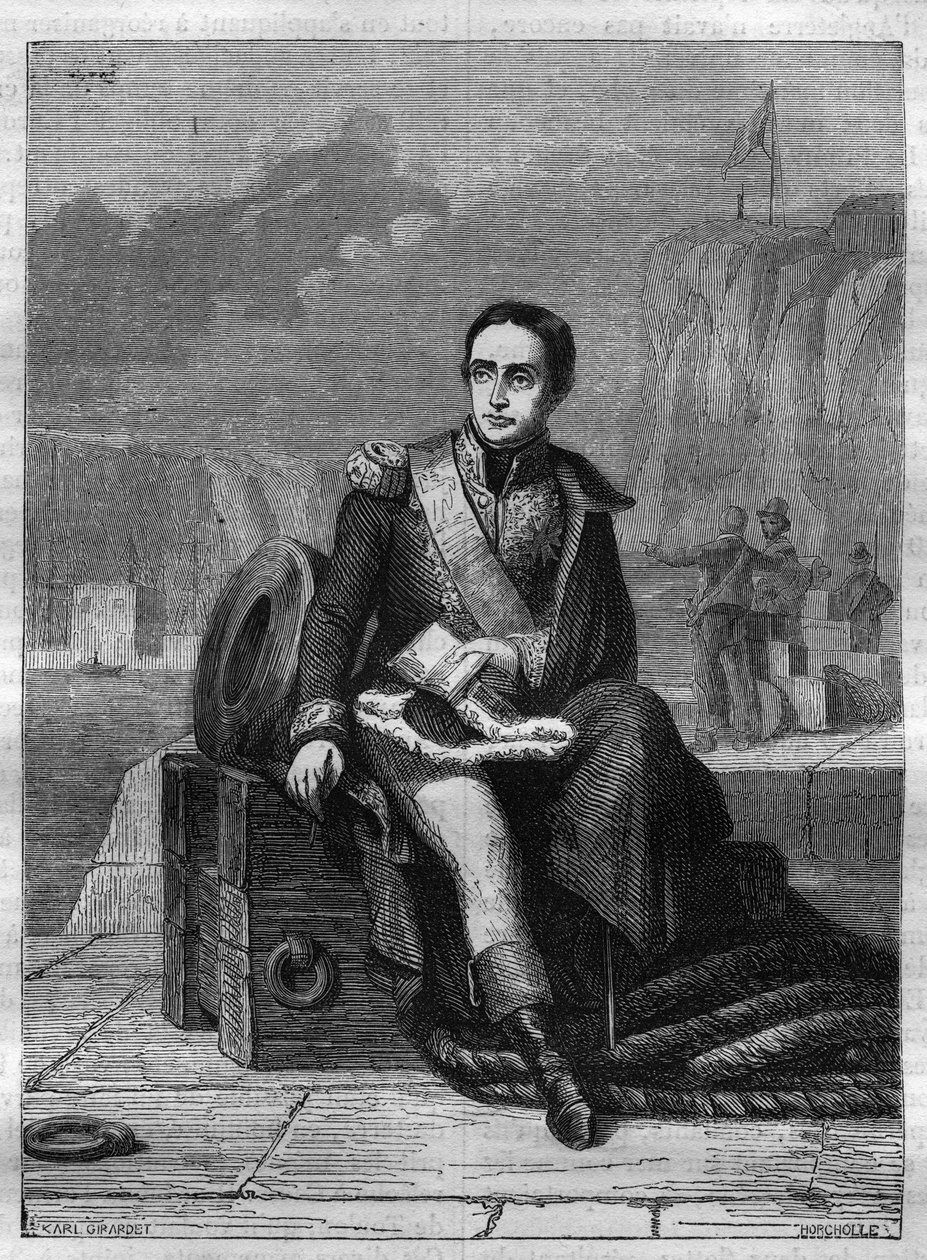 Portrett av Eustache Bruix (1759-1805), fransk admiral - Gravering fra 1865 i "Histoire du Consulate et de l