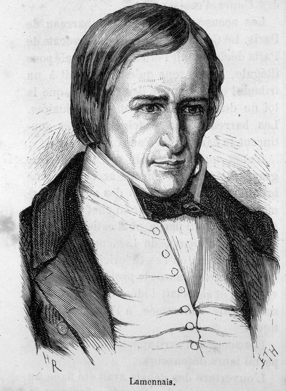Portrett av Félicité Robert de La Mennais eller Lamennais. Fransk prest og forfatter (i Saint-Malo av French School