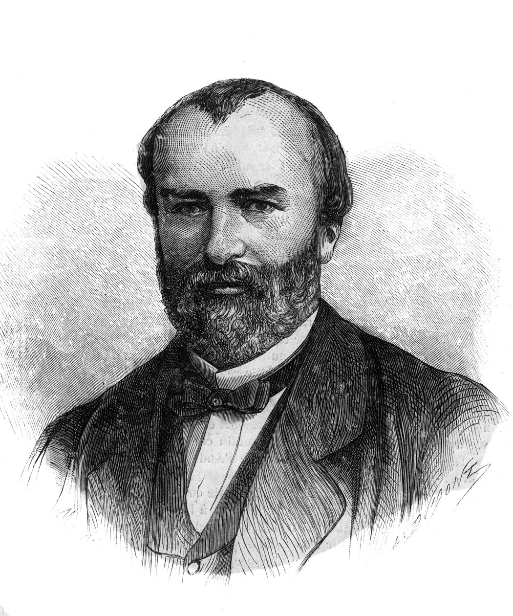 Portrett av Francois-Saturnin-Leonide Babaud-Laribiere (Francois Saturnin Leonide Babaud Laribiere) (1819-1873) Fransk politiker og frimacon - Gravering av 1870 av French School