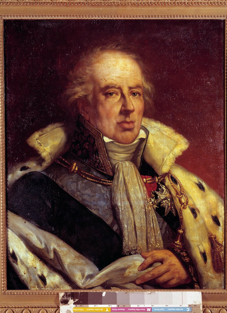 Portrett av Francois - Alexandre - Frederic, Duc de la Rochefoucauld Liancourt, økonom (1747 - 1837) representert i kostyme av Pair de France under restaureringen (hs/t 0,72 X 0,57). Versailles. Slottsmuseet. av French School
