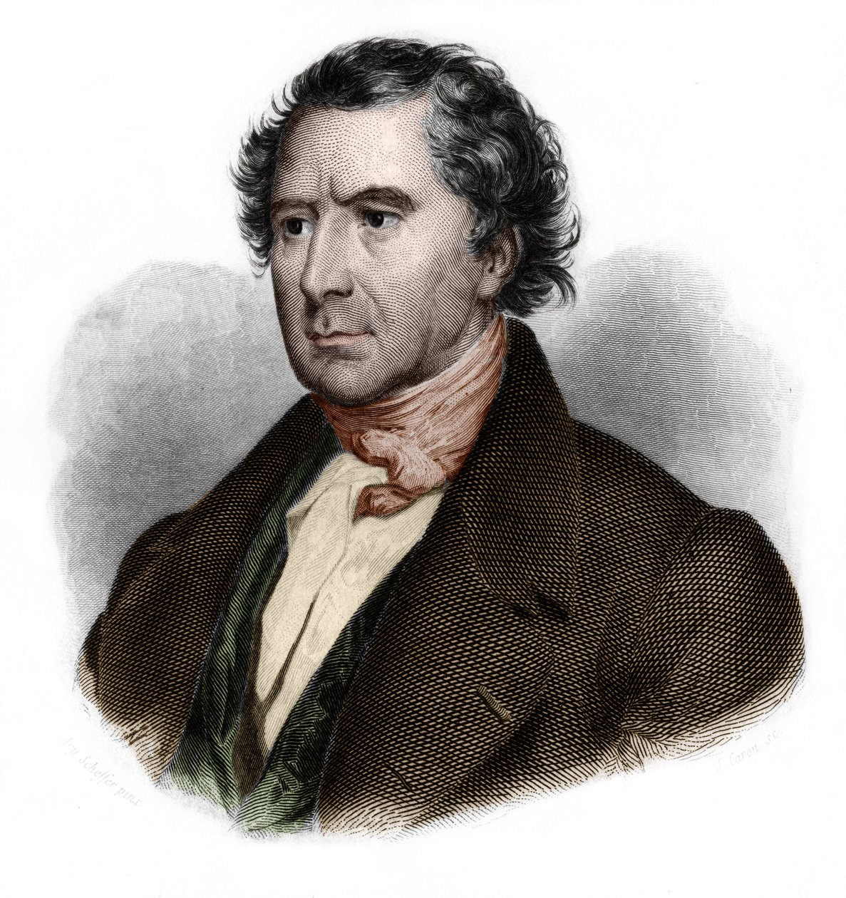 Portrett av Francois Arago (1786-1853), fransk matematiker, fysiker, astronom og politiker. i "" LIBRE DES SPORERS"" av Louis de Cormenin Timon. 1842. Privat samling. av French School