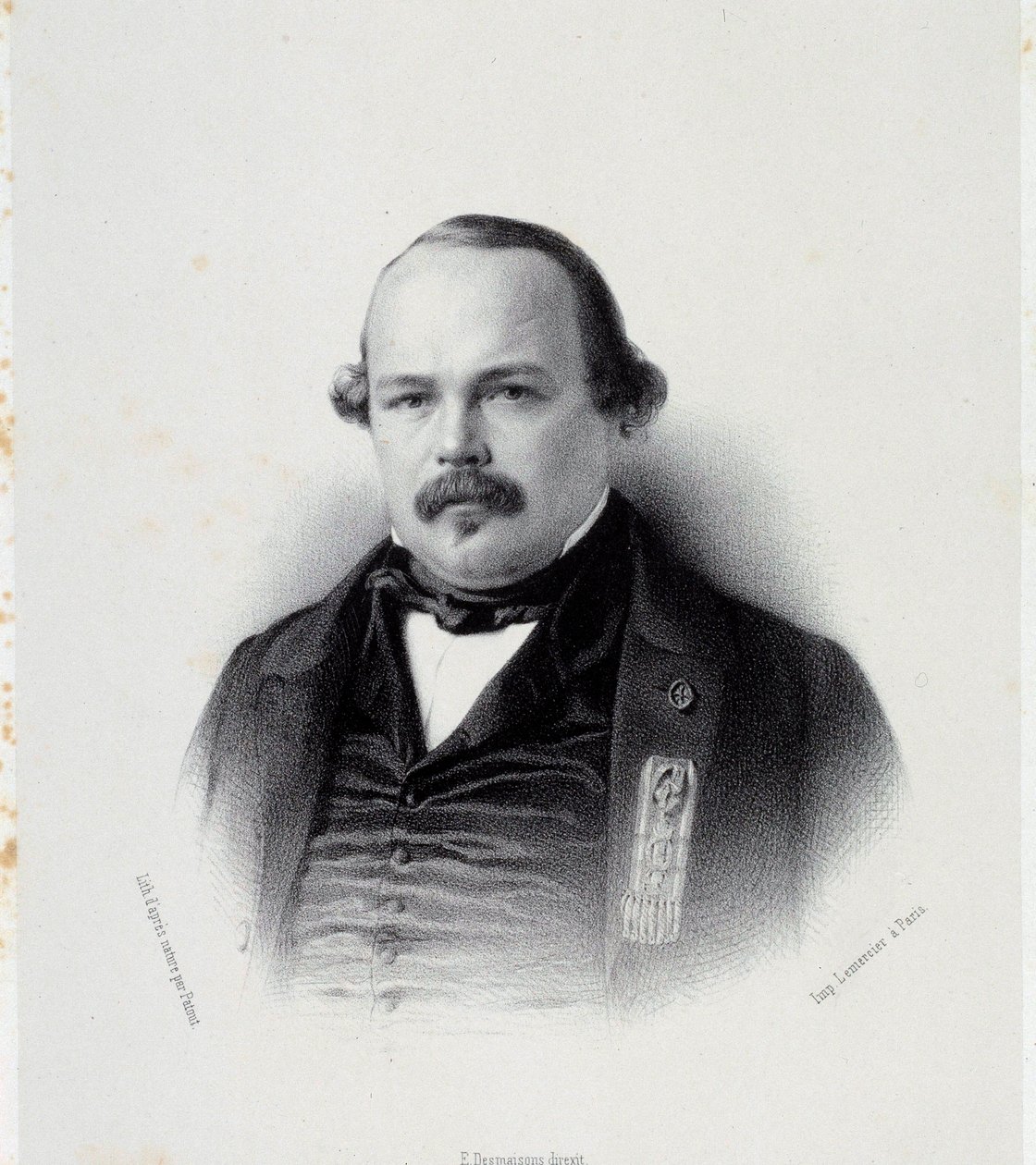 Portrett av Francois Auguste Perrinon (1812-1861), stedfortreder på Martinique Gravering av Chartres fra 1800-tallet, Musee des Beaux Arts av French School