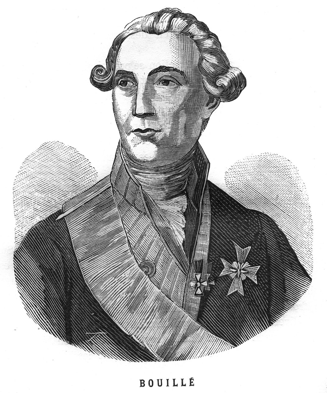 Portrett av Francois Claude Amour, Marquis de Bouille (1739-1800), fransk general. Gravering i «Les Illustrations De L
