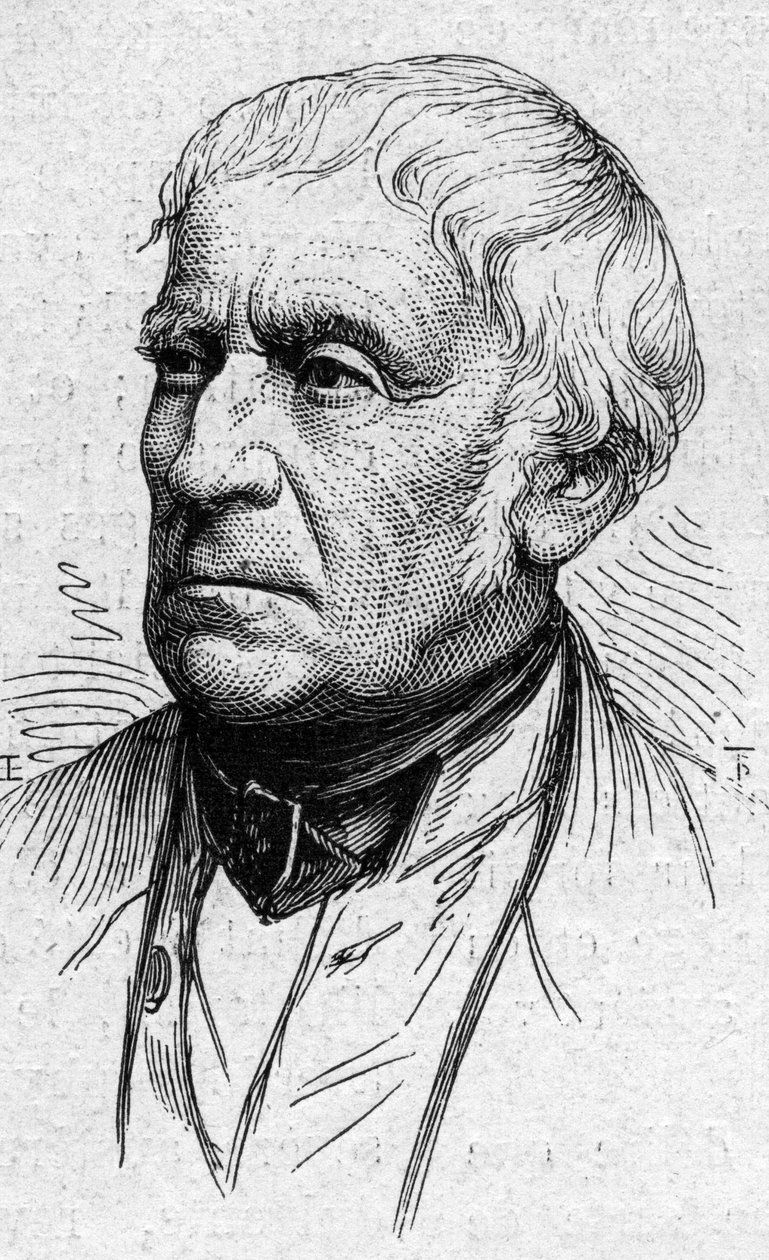 Portrett av Francois Guizot (1787–1874), fransk politiker, historiker og akademiker. Gravering i "" Le Monde Illustré"" nr. 883 av 14. mars 1874. av French School