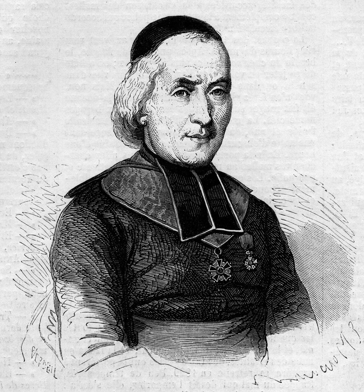 Portrett av Francois Joseph Le Brotier (1799-1885), biskop av Montpellier. Gravering i "" The Illustrated World"" nr. 237 av 26. oktober av French School