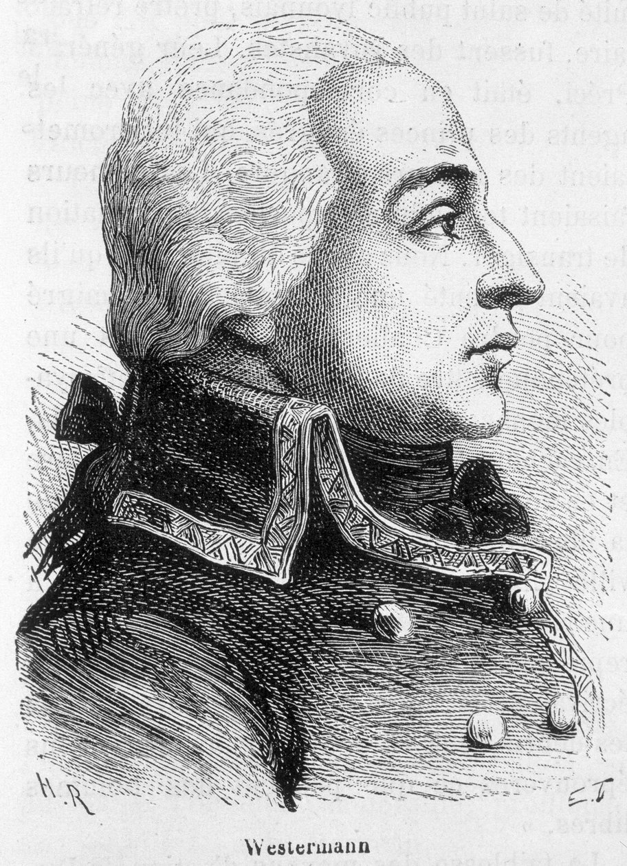 Portrett av Francois Joseph Westermann, general francais (1751-1794) - i "" L'Histoire de France "" av Henri Martin av French School