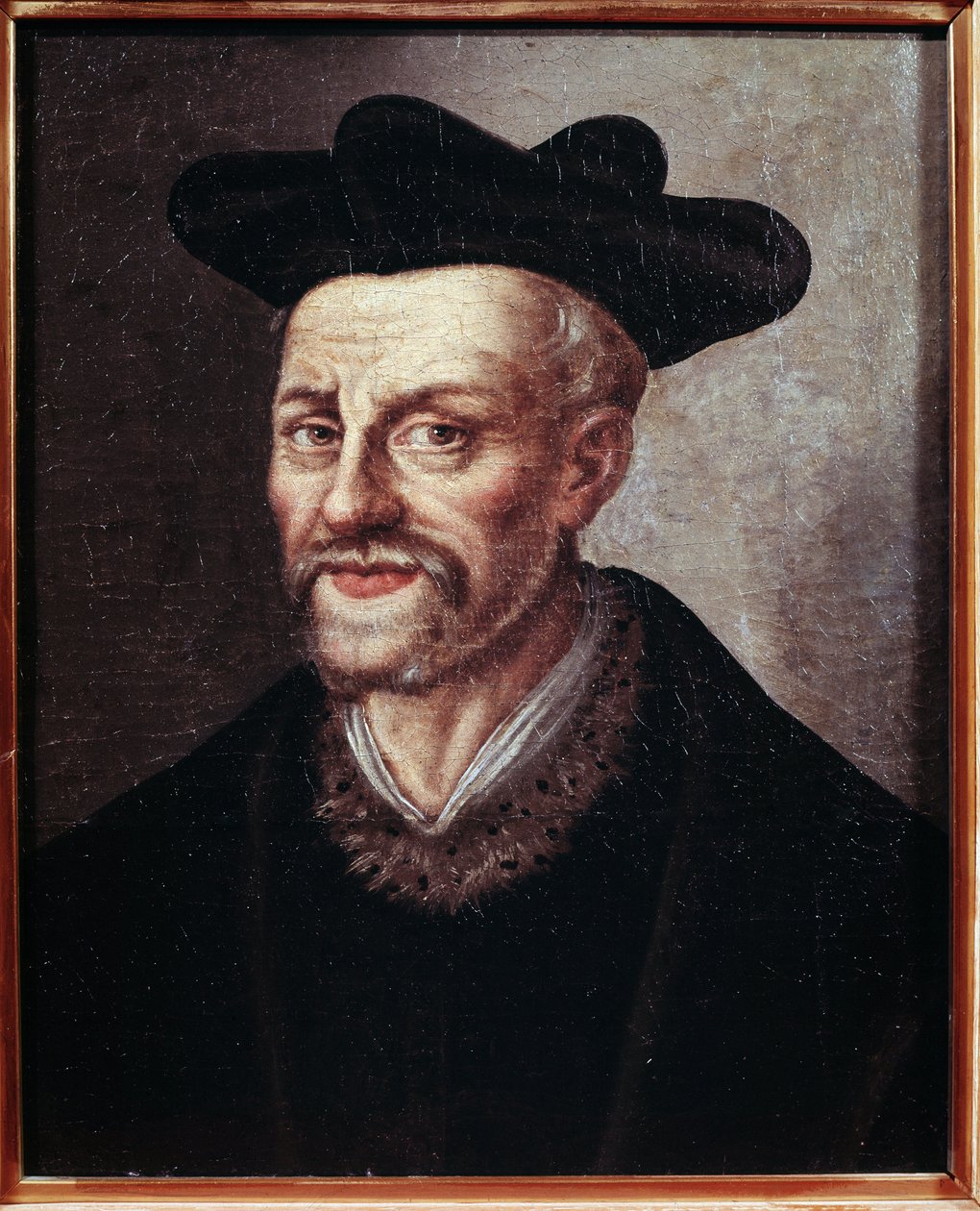 Portrett av Francois Rabelais (olje på lerret av French School