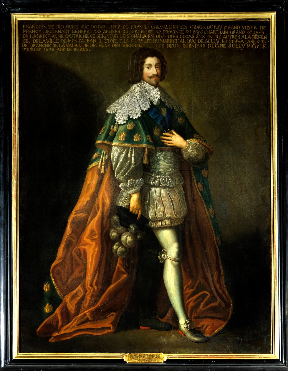 Portrett av Francois de Bethune, hertug av Orval (1598-1678) til og med av Frankrike, sønn av Maximilian av Bethune, hertug av Sully (1559-1641). Anonymt maleri fra 1600-tallet. Olje på lerret. Obligatorisk omtale: Sully sur Loire, Chateau de Sully - Portr av French School