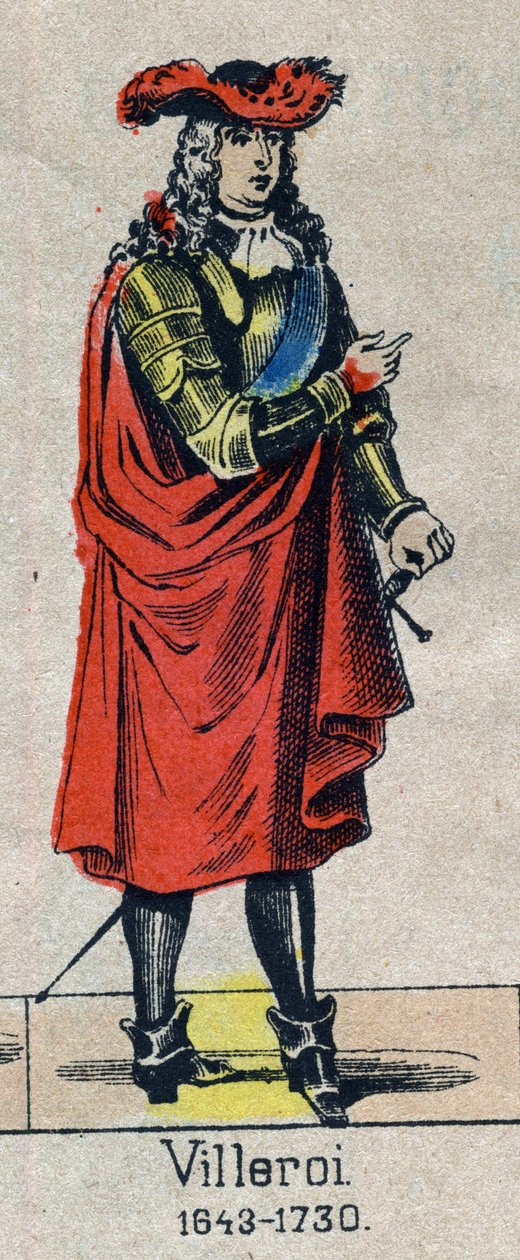 Portrett av Francois de Neufville, hertugen av Villeroi, Marechal av Frankrike (1644-1730). Bilde av Epinal fra slutten av 1800-tallet. av French School
