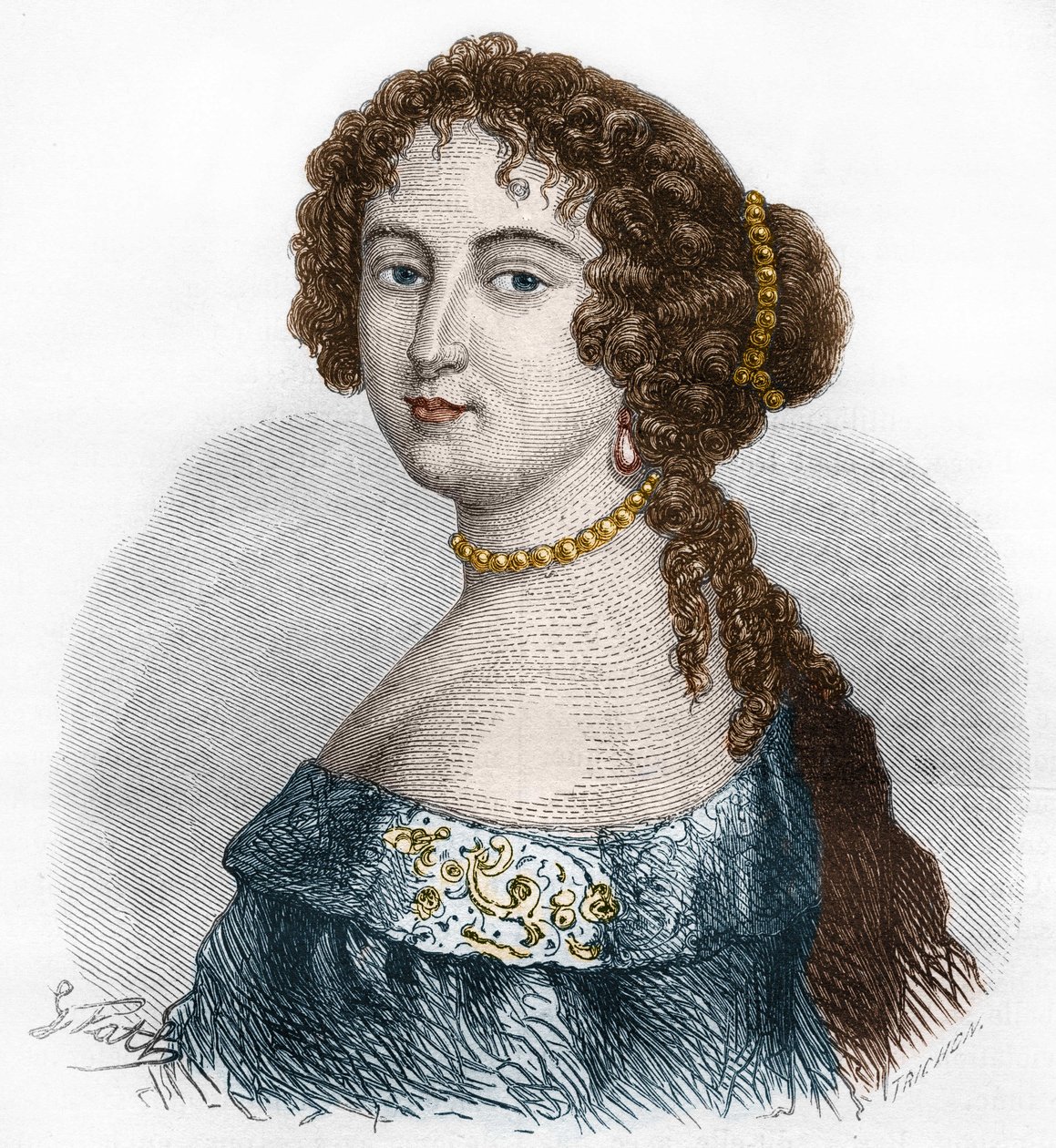 Portrait of Francoise Athenais (Francoise-Athenais) by Rochechouart Mortemart, Marquise de Montespan (or Madame de Montespan) (1640-1707). Engraving from 1879. av French School
