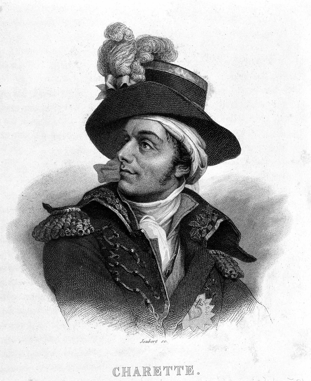 Portrett av François Athanase (Francois-Athanase) De Charette de la Contrie (1763 - 1796) - i "" Revolution francaise"" av Thiers. 1800-tallet av French School