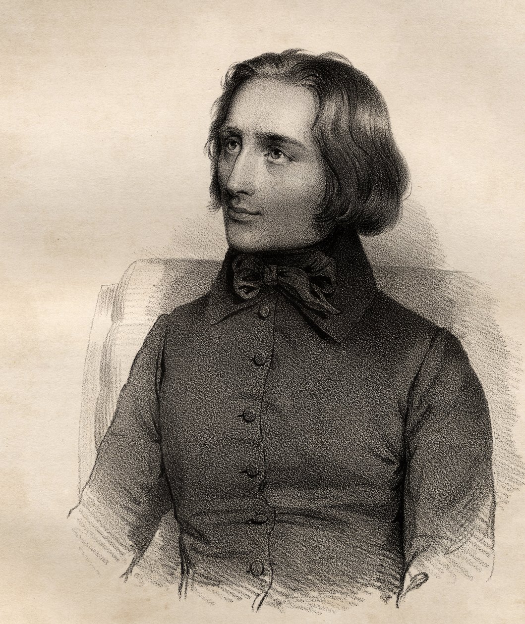 Portrett av Franz Liszt (1811-86) ungarsk pianovirtuos og komponist av French School