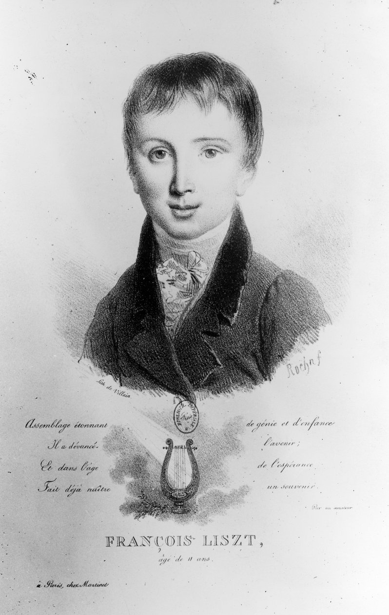 Portrett av Franz Liszt (1811-86) 11 år gammel av French School