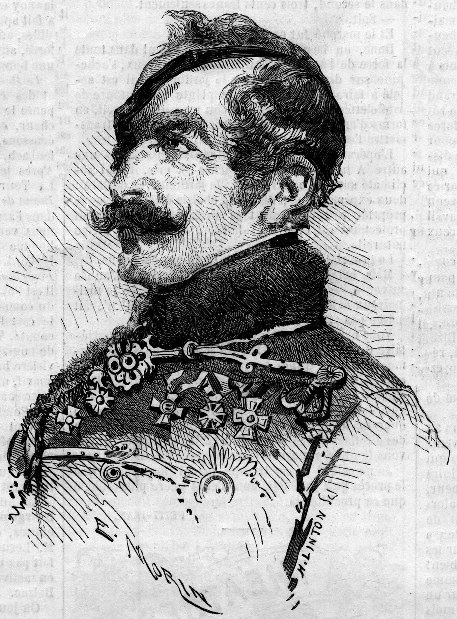 Portrett av Franz von Schlick (1789-1862), feltmarechal, generalsjef for den østerrikske hæren i Italia under Risorgimento i 1859. Gravering i "" Le Monde Illustré"" nr. 115 av 25. juni av French School