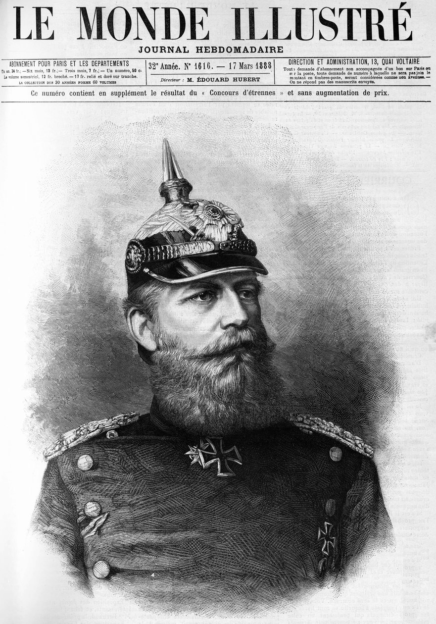 Portrait of Frederic III of Prussia (1831-1888) in “The Illustrous World” in 1888. av French School