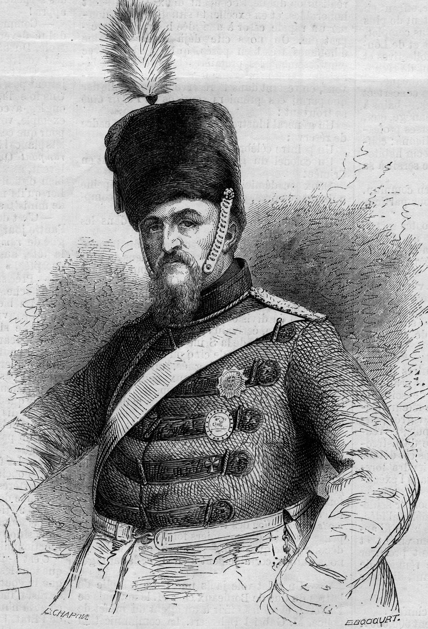 Portrett av Frederic VII (1808-1863), konge av Danmark. Gravering i "" Le Monde Illustré"" nr. 346 av 28. november 1863. av French School