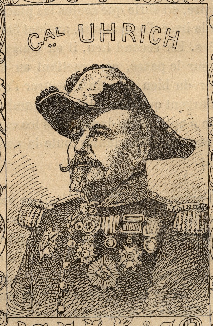 Portrett av den franske generalen Jean-Jacques Uhrich - 1870–71 (gravering) av French School