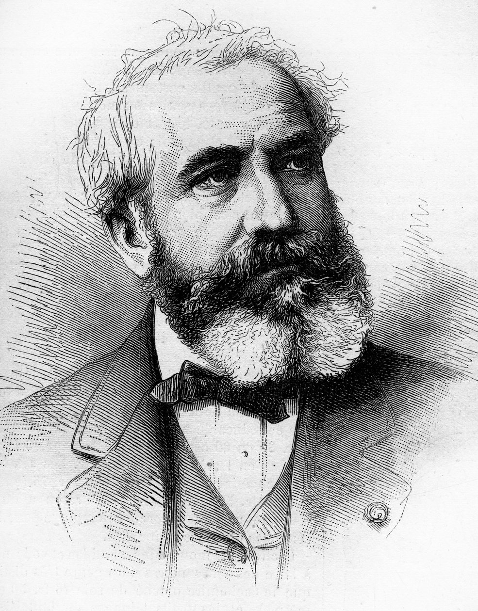 Portrett av Gabriel Jean Antoine Davioud (1824-1881), fransk arkitekt. Gravering i "" Le Monde Illustré"" nr. 1255 av 16. april 1881. av French School