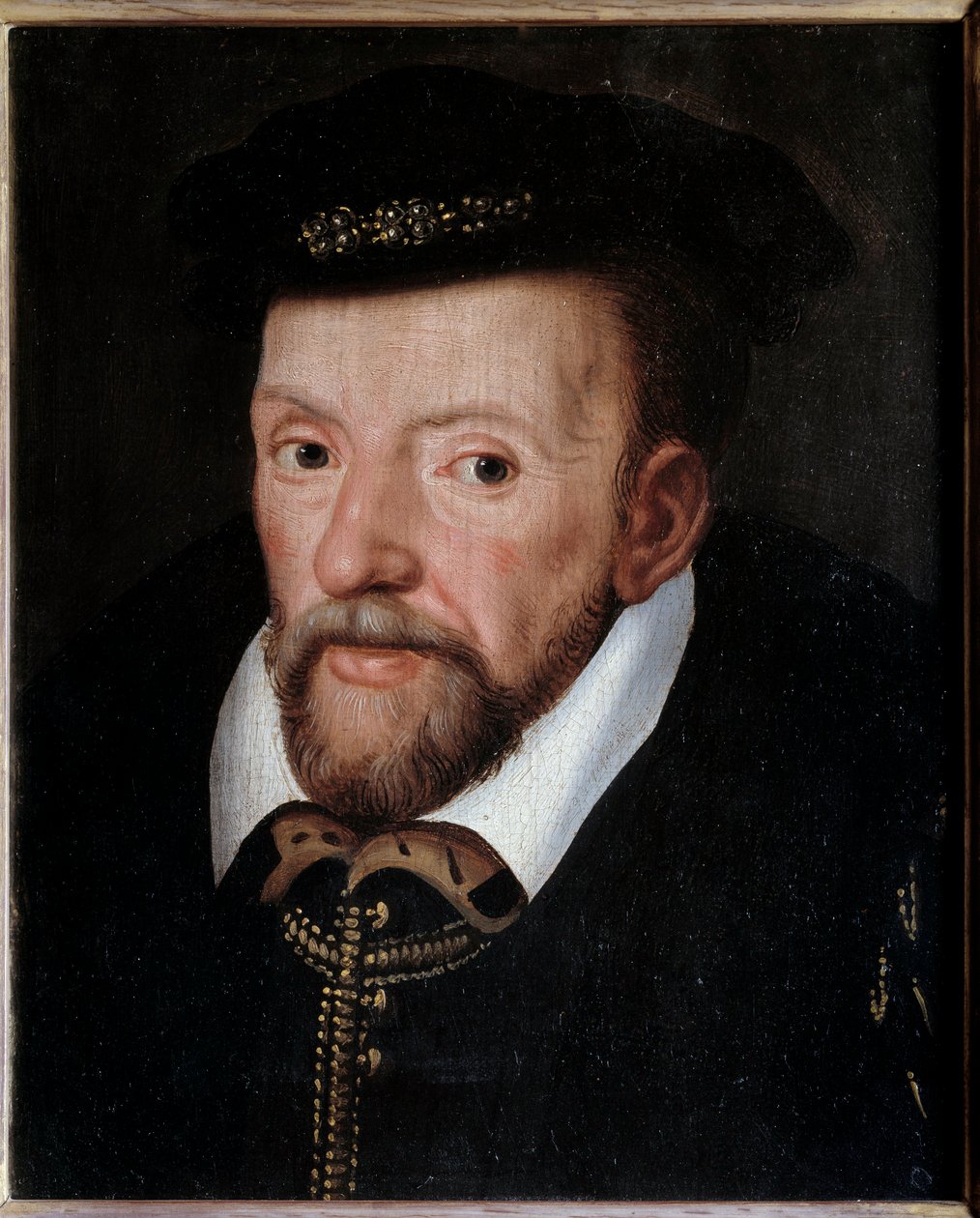 Portrett av Gaspard de Coligny (1519-1572) admiral av Frankrike Maleri av den franske skolen. 1500-tallets søn. 0,24x0,19 m av French School