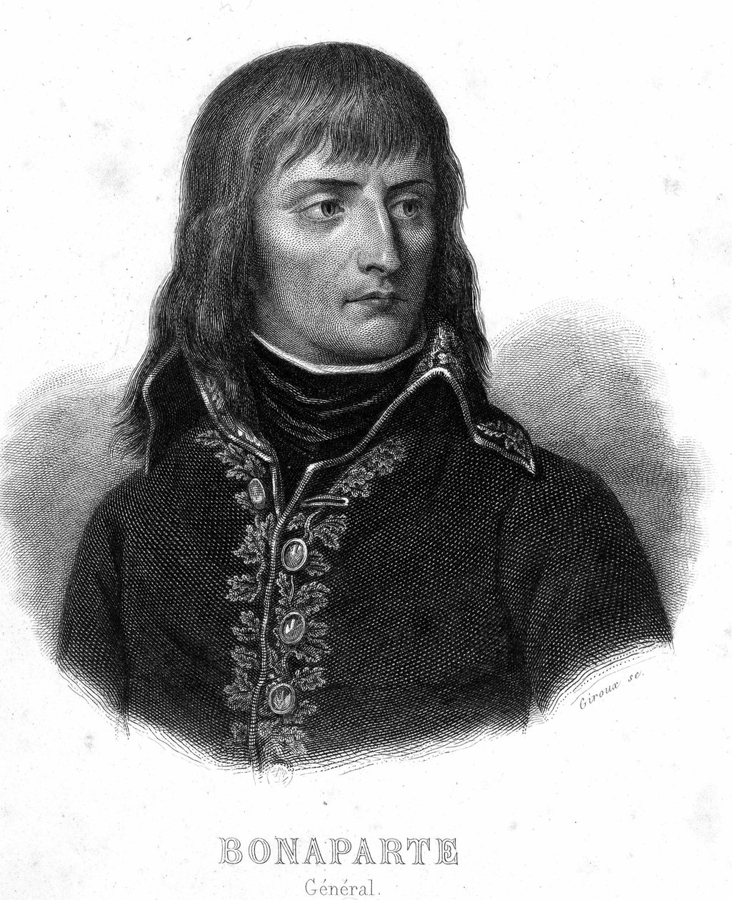Portrett av general Bonaparte - i "" Revolution francaise"" av Thiers. 1800-tallet. av French School