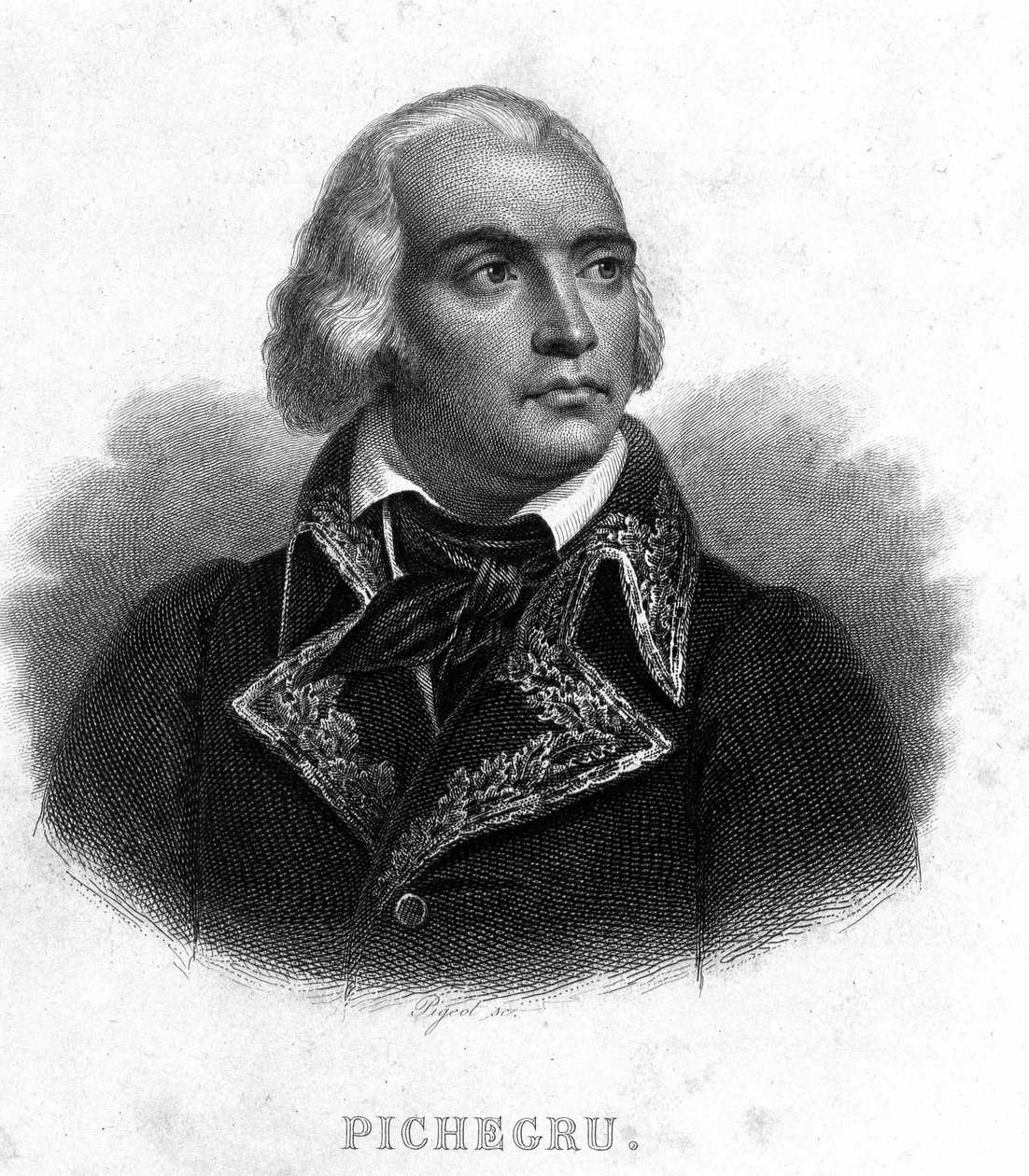 Portrett av general Charles Pichegru (1761 - 1804) - i "" Revolution francaise"" av Thiers. 1800-tallet av French School
