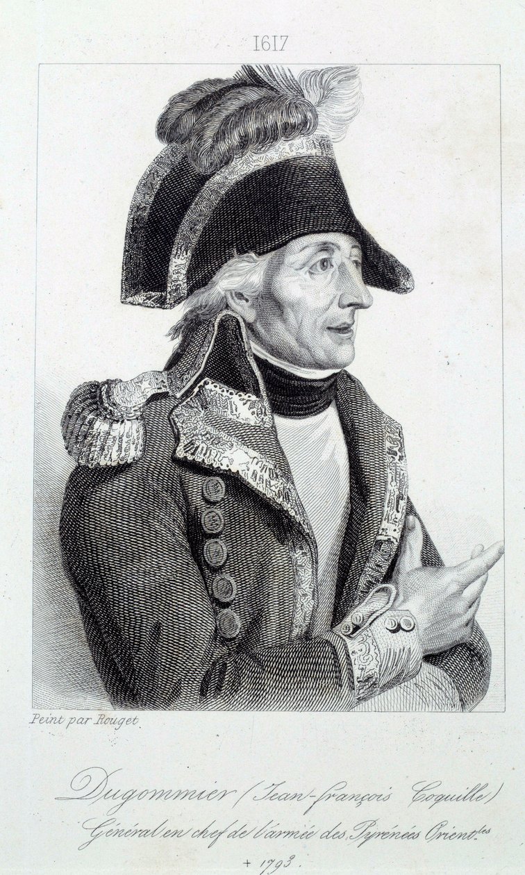 Portrett av general Dugommier (1738-1794) sjef for nasjonalgarden på Martinique i 1790 Gravering av 1800-tallets Chartres musee des Beaux Arts av French School