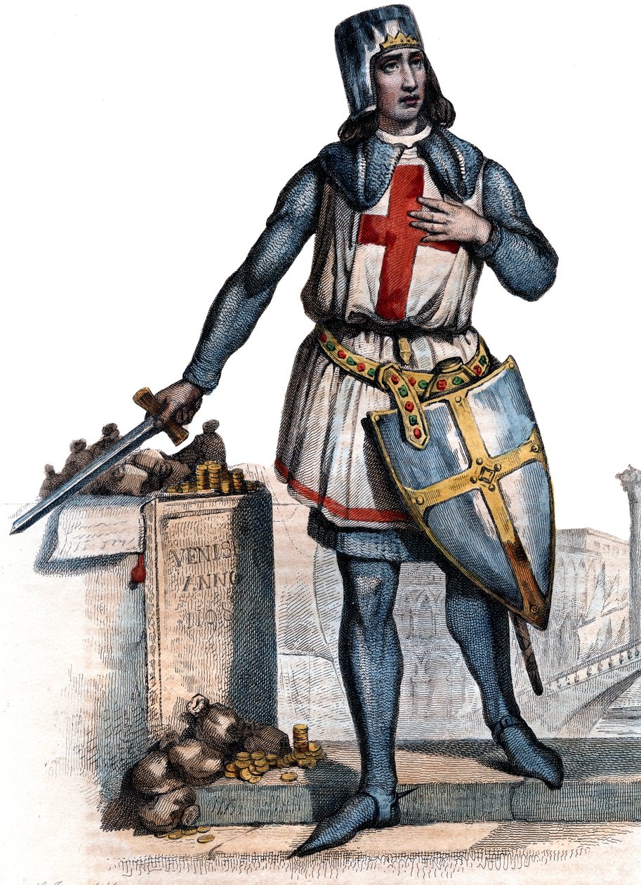 Portrett av Geoffrey av Villehardouin (1150-1228), fransk historiker og ridder. av French School