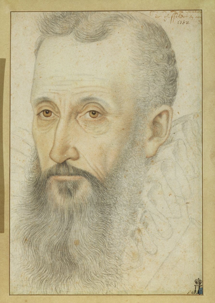 Portrett av George Talbot, 6. jarl av Shrewsbury (1528-90) (kritt på papir) av French School