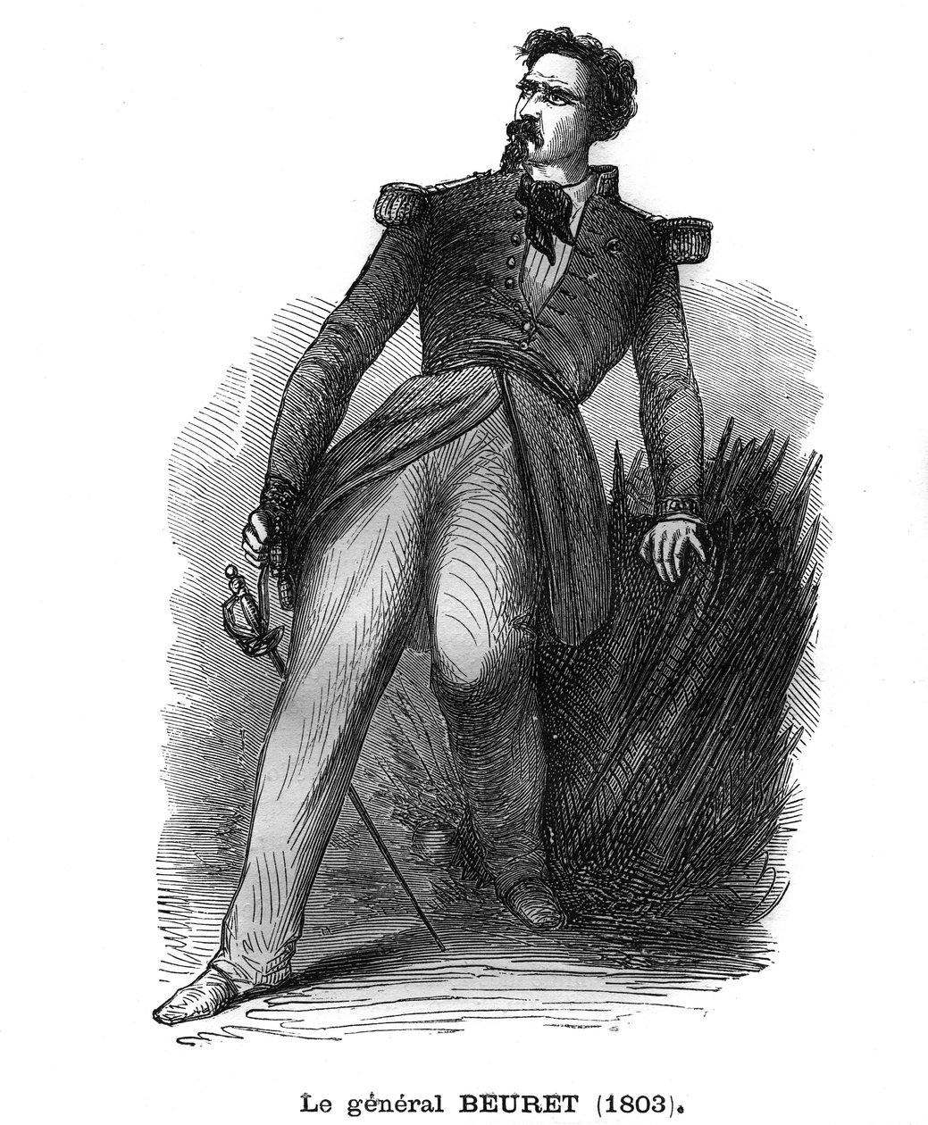 Portrait of Georges Beuret, French Brigadier General (1803-1859), officer of the Legion of Honour. Engraving in “Les Illustrations De L