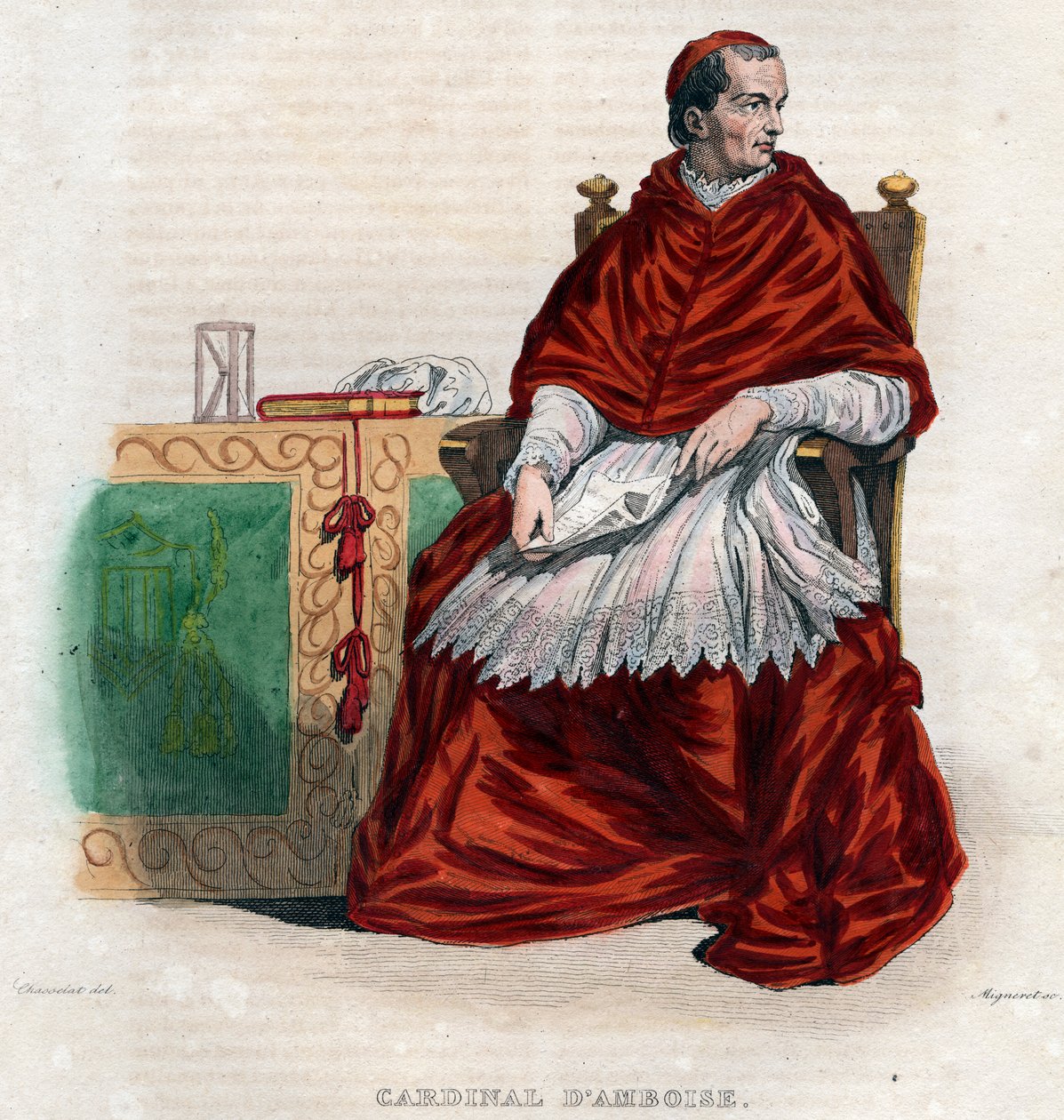 Portrett av Georges dAmboise (1460-1510), fransk kardinal og statsminister. av French School