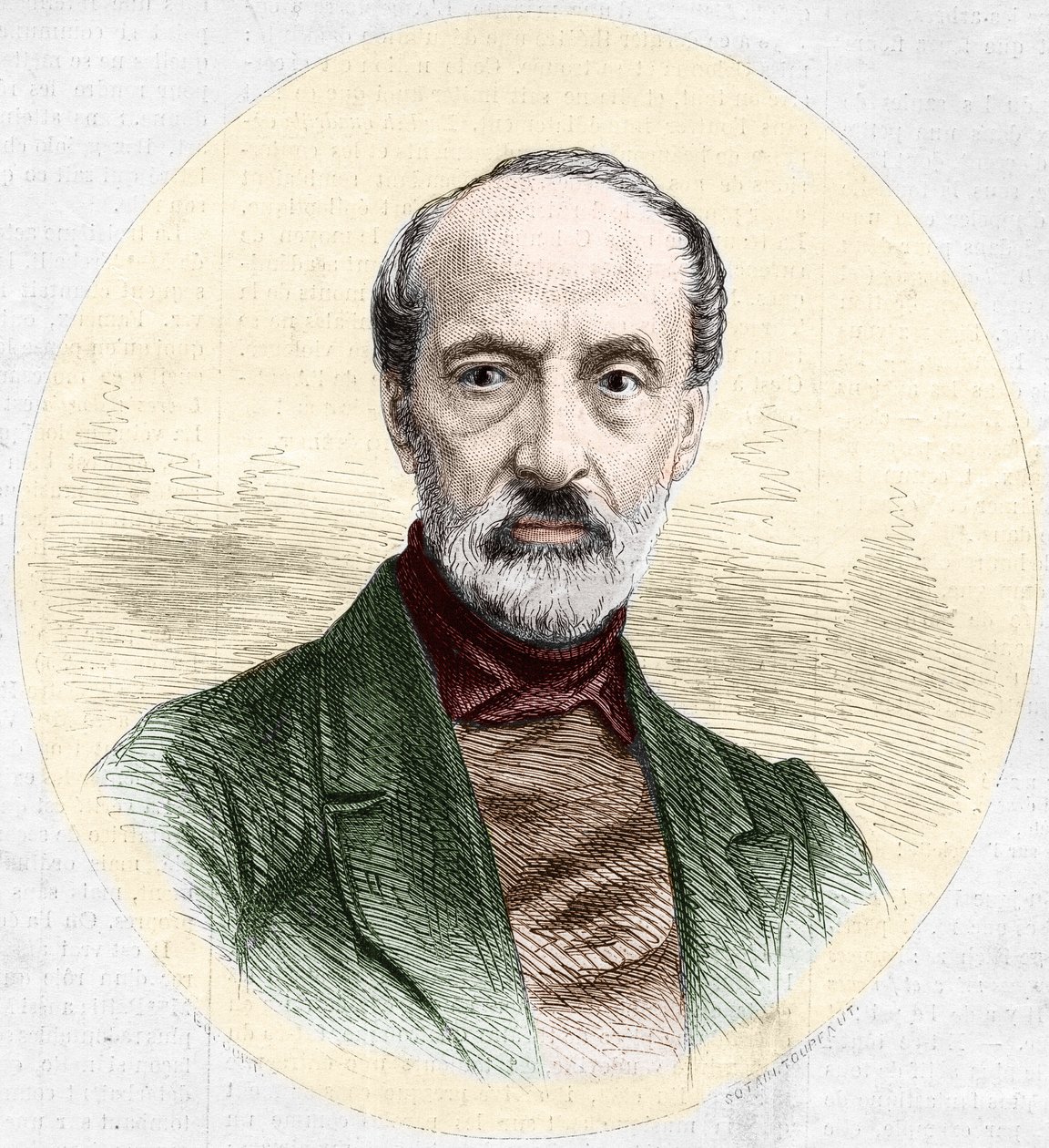Portrait of Giuseppe Mazzini (1805-1872), Italian politician and nationalist. Engraving in “” Le Monde Illustré”” n°779 of 16 March 1872. av French School