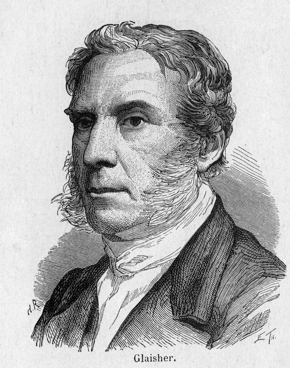Portrait of Glisher, British aeronautic - in “” Album of Science; illustrious scientists; Great discoveries””” 1896. av French School