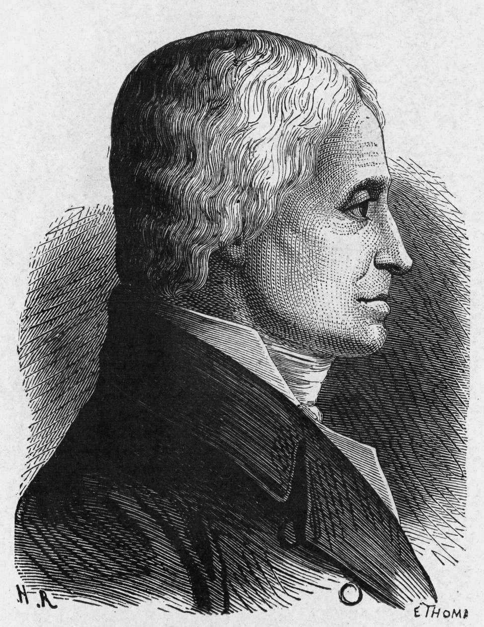 Portrett av Guillaume Carcel (1750 - 1812) - i "" The History of France"" av Henri Martin av French School