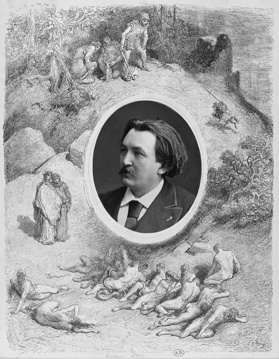 Portrett av Gustave Dore (1832-83) av French School