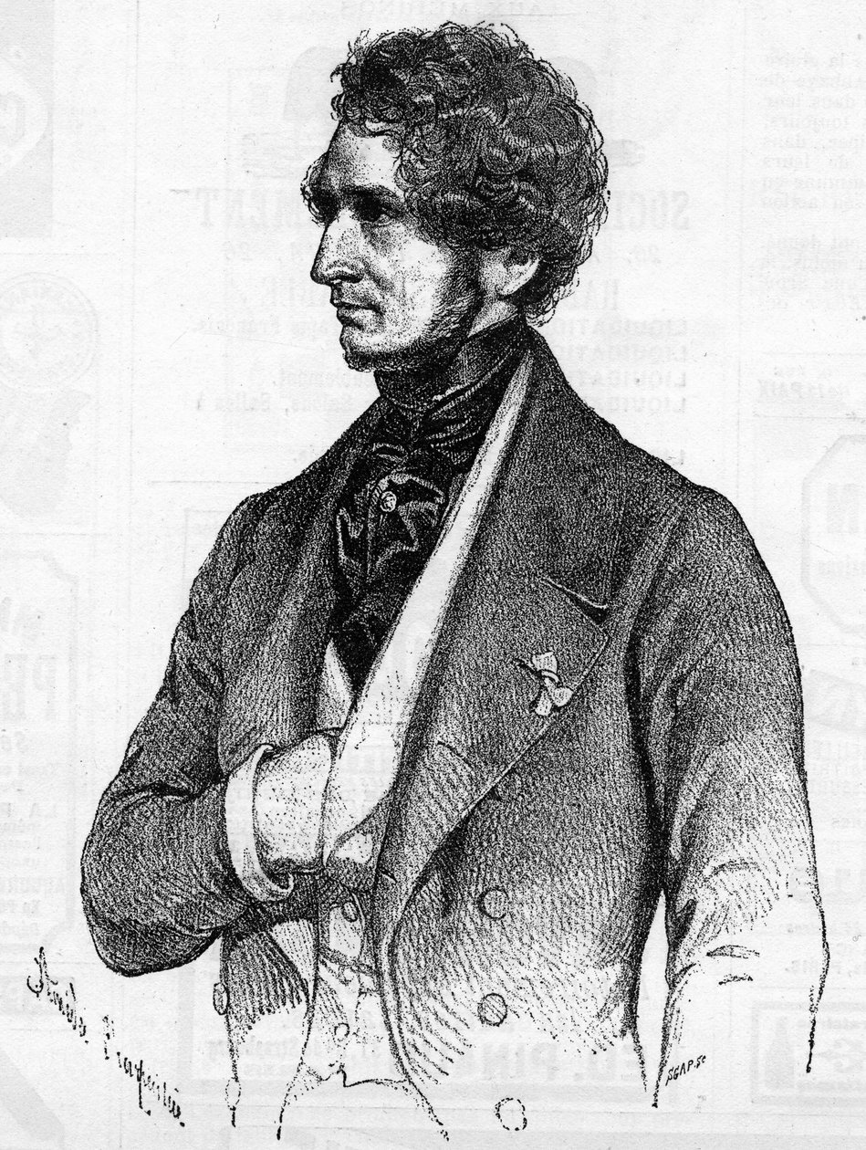 Portrett av Hector Berlioz (1803-1869) rundt 1847 fra et litografi av Amedee Charpentier. av French School