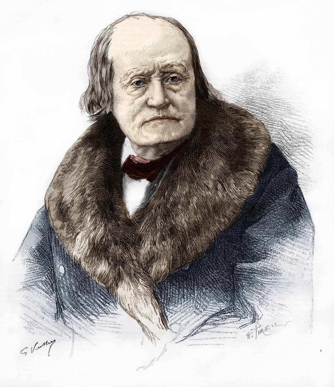 Portrett av Henri (Henry) Milne Edwards (Milne-Edwards). Fransk naturforsker 1800-1885. Gravering i "le monde illustrious"" fra 1885. av French School