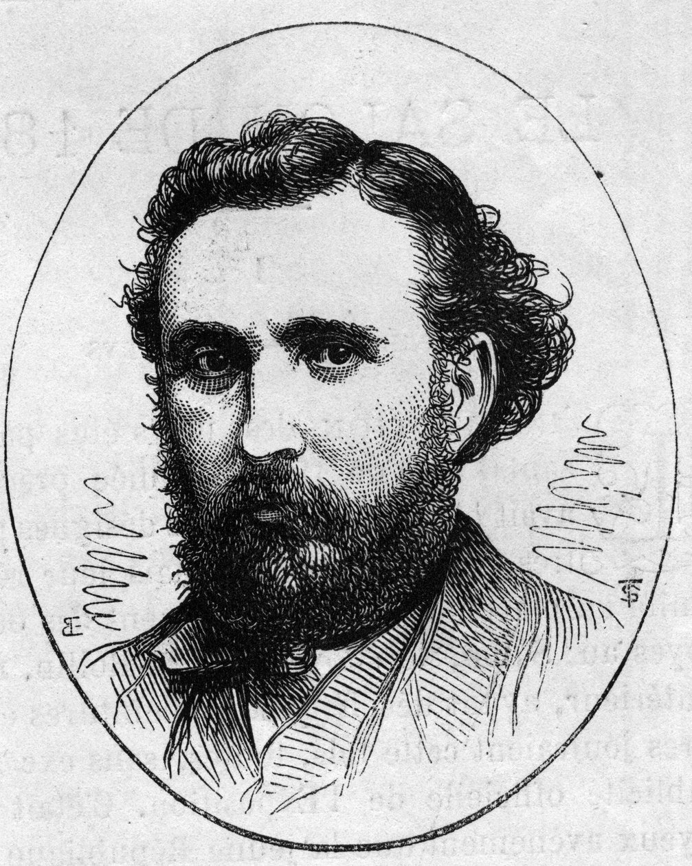Portrait of Henri Chapu (1833-1891), French sculptor. Engraving in “” Le Monde Illustré”” n°890 of 2 May 1874. av French School