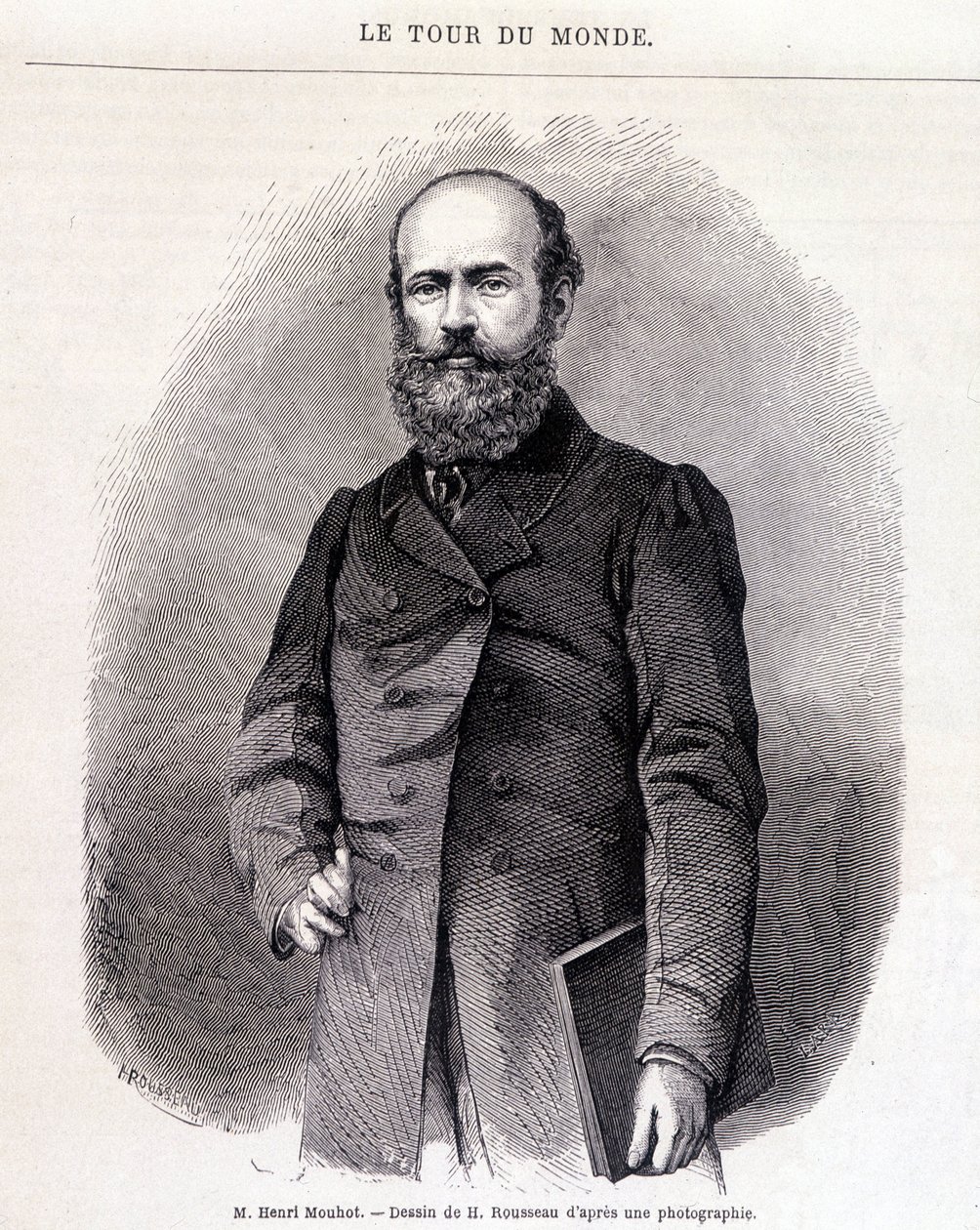 Portrett av Henri Mouhot - i “”Tour du Monde””, 2. sem. 1863 av French School