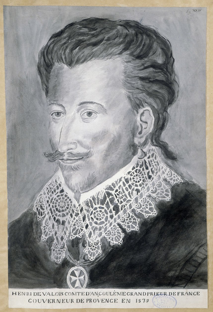 Portrett av Henri de Valois, grev av Angouleme, Frankrikes storprior, guvernør i Provence i 1579 av French School