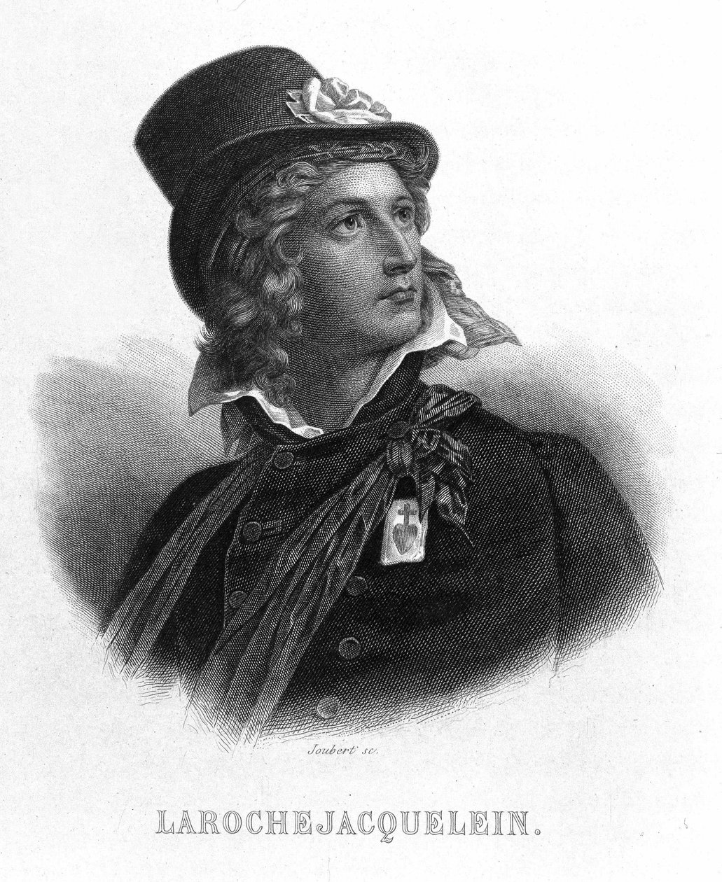 Portrett av Henri du Vergier, greve av La Rochejaquelein (eller Verger de La Rochejacquelein) (1772-1794). Den har på brystet leverandørenes insignier. - i "" Revolution francaise"" av Thiers. 1800-tallet av French School